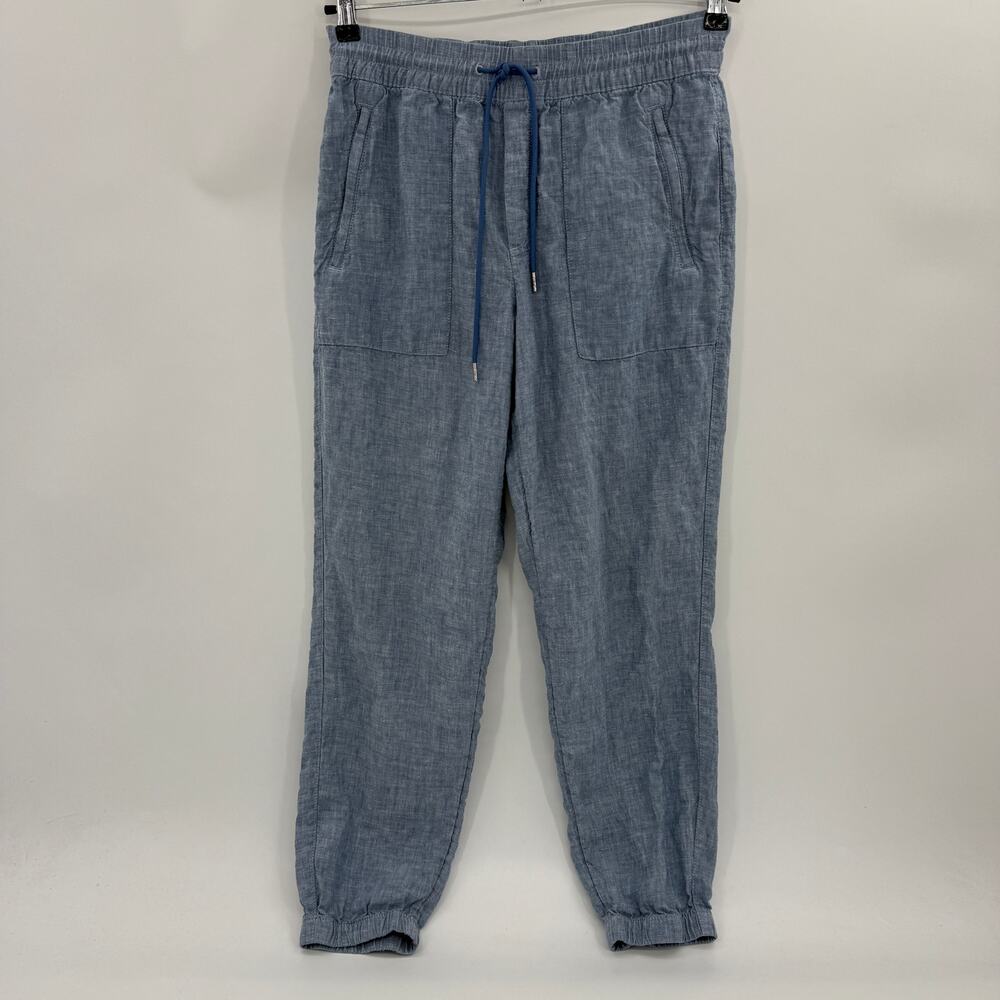 ATHLETA Cabo Linen Casual Jogger Pant Womens Size 6 Blue Pull On Relaxed Beachy